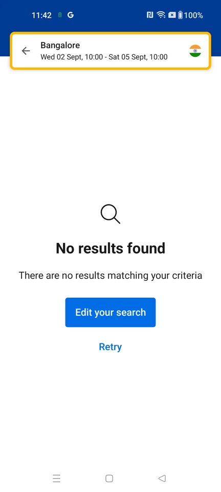 Booking.com No rental cars found