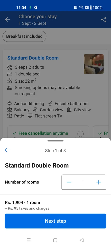 Booking.com Room quantity