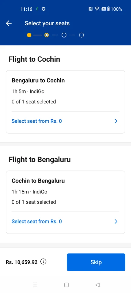 Booking.com Seat choices