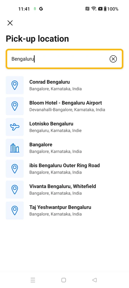 Booking.com Pickup location