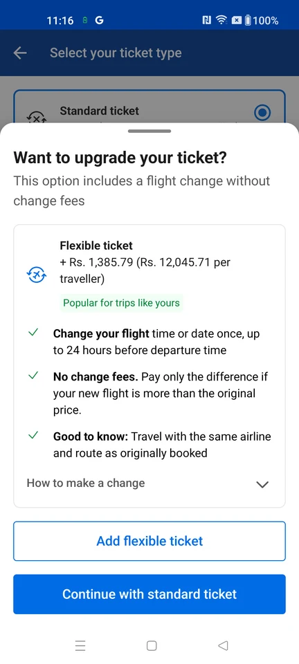 Booking.com Ticket type