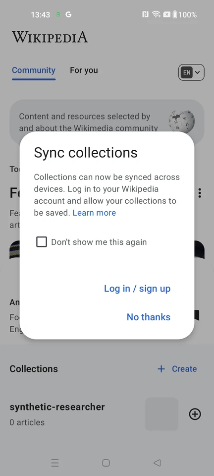 Wikipedia Sync collections